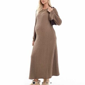ASOS Maternity Knit Midi Dress in Brown